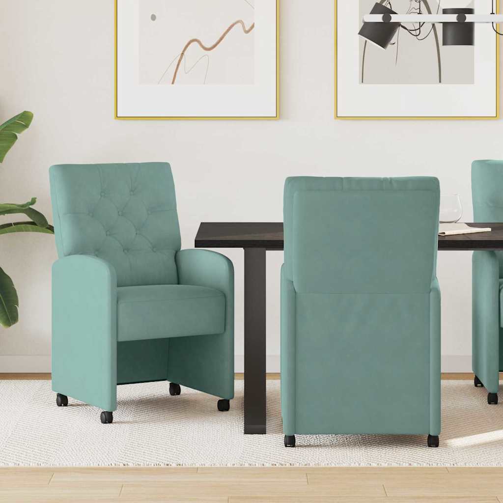 Esszimmerstühle mit Rollen 2 pcs Meergrün 58 x 67 x 97 cm Samt