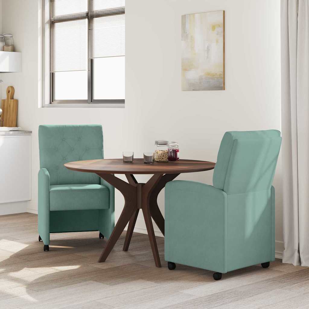 Esszimmerstühle mit Rollen 2 pcs Meergrün 58 x 67 x 97 cm Samt