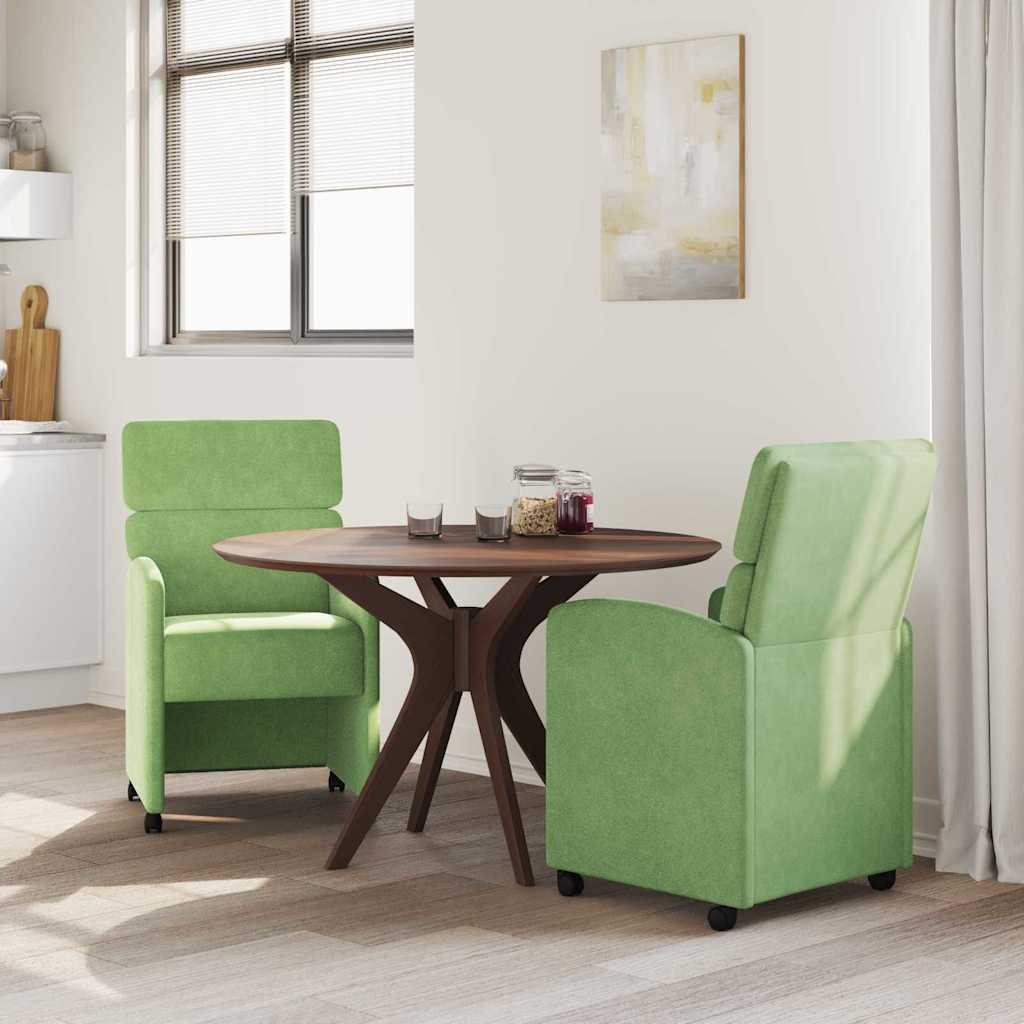 Esszimmerstühle mit Rollen 2 pcs Hellgrün 58 x 65 x 98 cm Samt