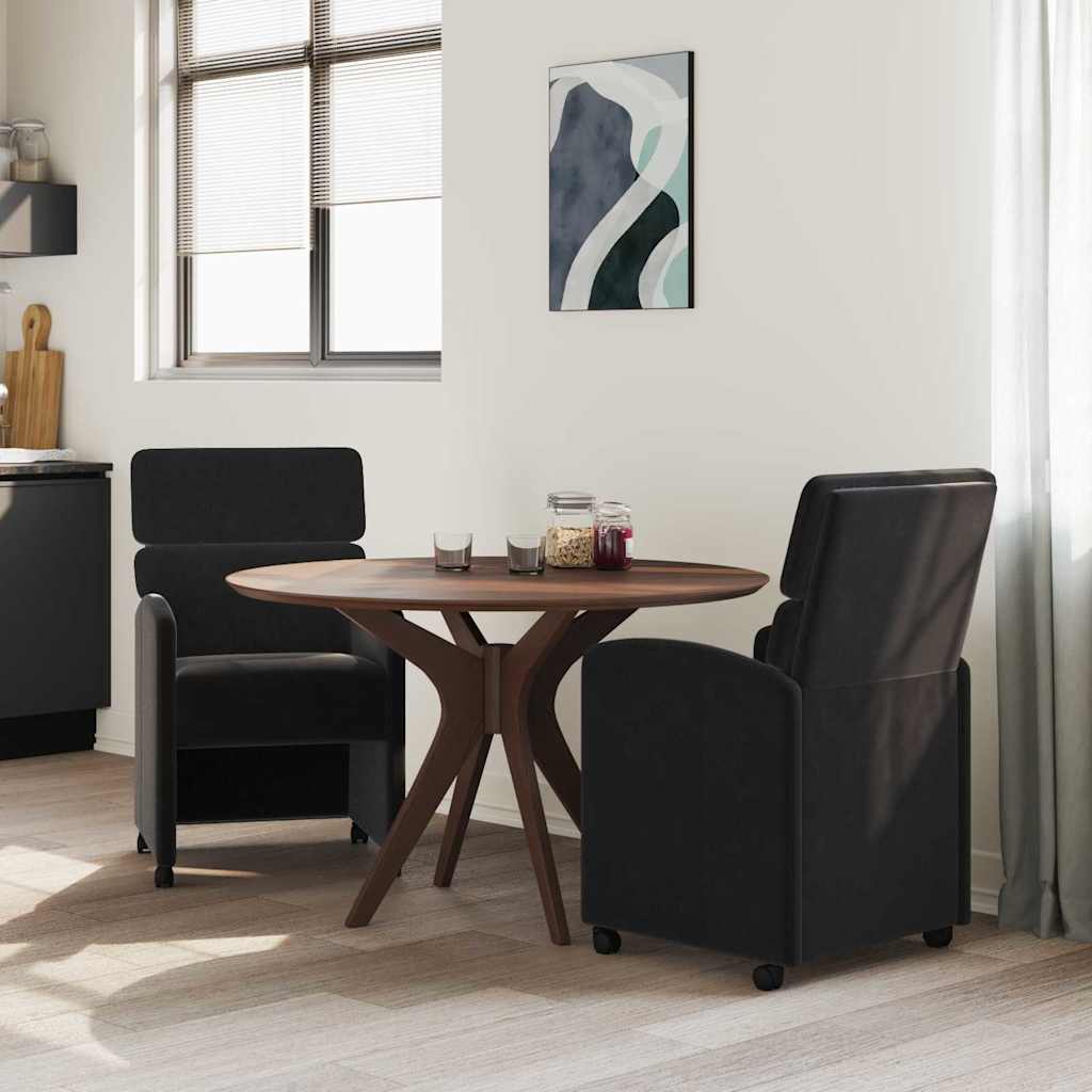 Esszimmerstühle mit Rollen 2 pcs Schwarz 58 x 65 x 98 cm Samt