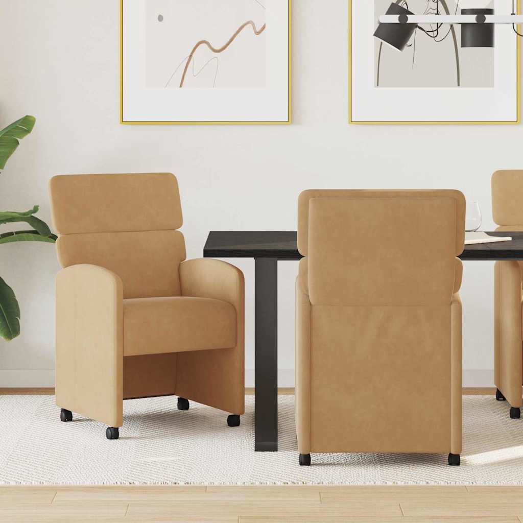 Esszimmerstühle mit Rollen 2 pcs Braun 58 x 65 x 98 cm Samt