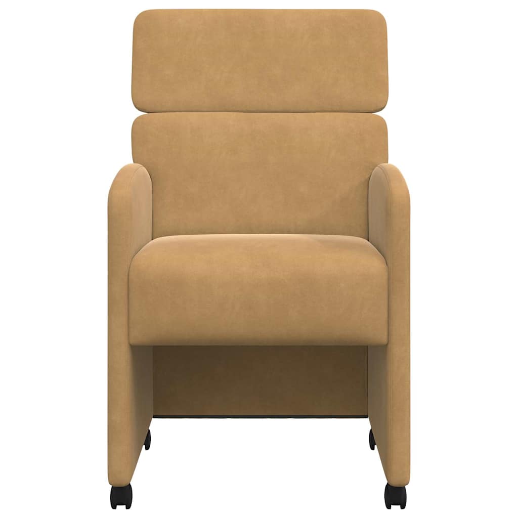 Esszimmerstühle mit Rollen 2 pcs Braun 58 x 65 x 98 cm Samt