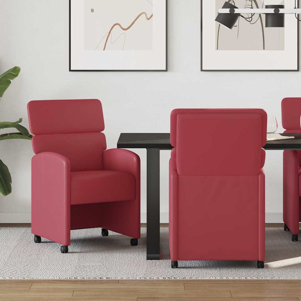 Esszimmerstühle mit Rollen 2 pcs Weinrot 58 x 65 x 98 cm
