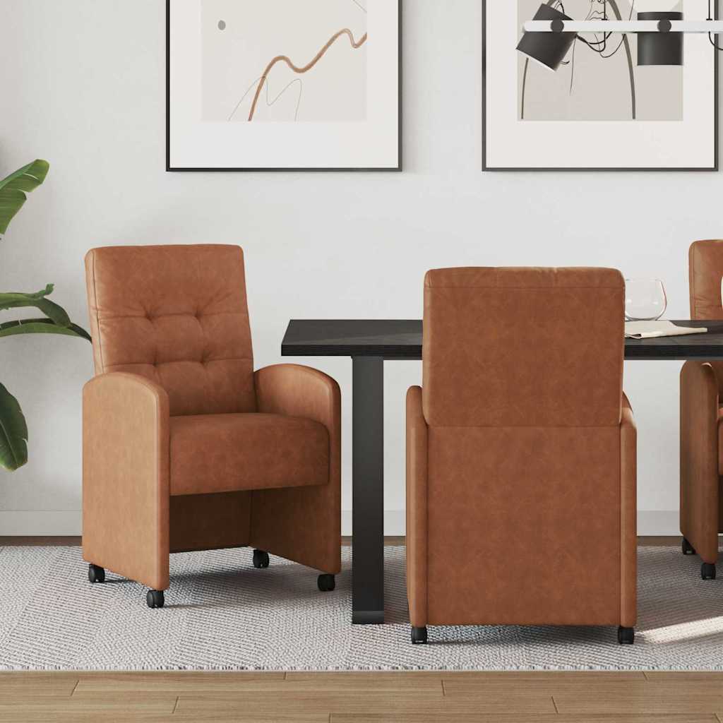 Esszimmerstühle mit Rollen 2 pcs Braun 58 x 67 x 97 cm