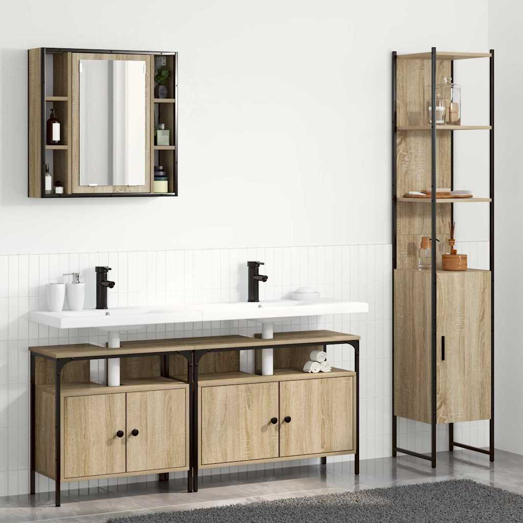 Badezimmermöbel-Set mit Regal 4 pcs Sonoma-Eiche Holzwerkstoff