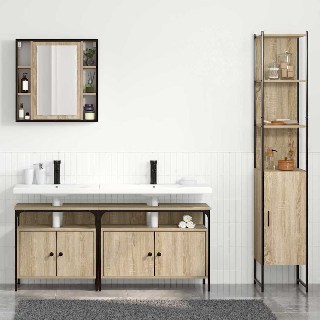 Badezimmermöbel-Set mit Regal 4 pcs Sonoma-Eiche Holzwerkstoff