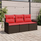Garten-Sofa-Set mit Kissen mit Speicher 3 pcs Braun Poly Rattan