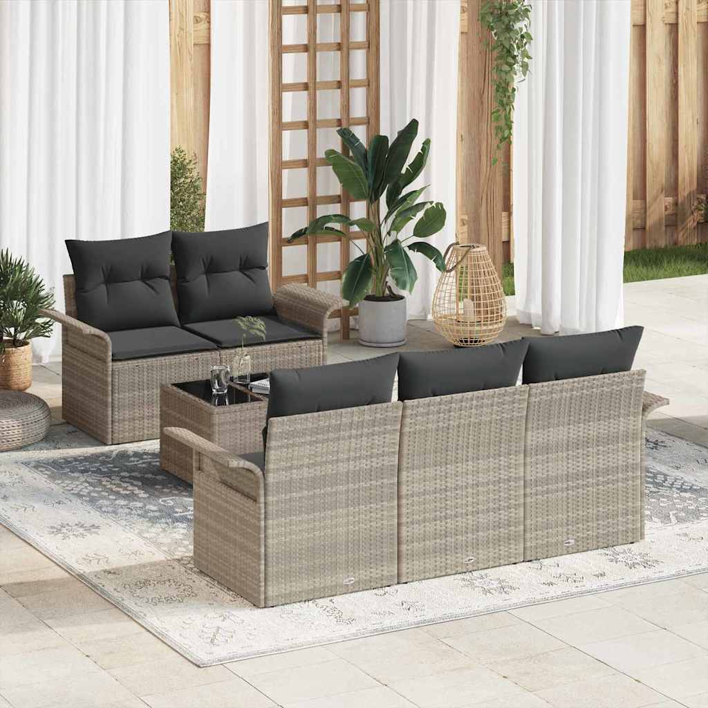 Garten-Sofa-Set 6 pcs Hellgrau und Dunkelgrau 55 x 55 x 37 cm