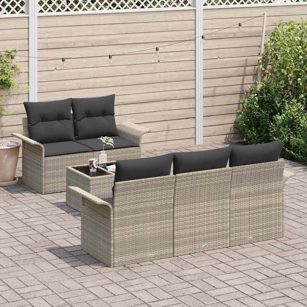 Garten-Sofa-Set 6 pcs Hellgrau und Dunkelgrau 55 x 55 x 37 cm
