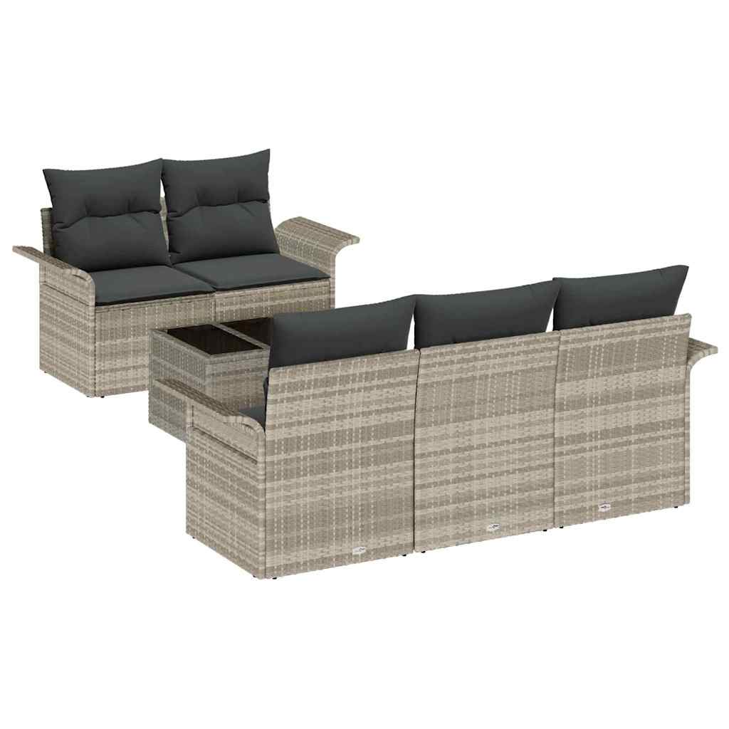Garten-Sofa-Set 6 pcs Hellgrau und Dunkelgrau 55 x 55 x 37 cm