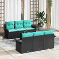Garten-Sofa-Set mit Kissen mit Kissen 7 pcs Schwarz und Türkis