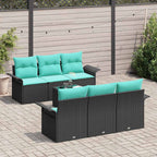 Garten-Sofa-Set mit Kissen mit Kissen 7 pcs Schwarz und Türkis