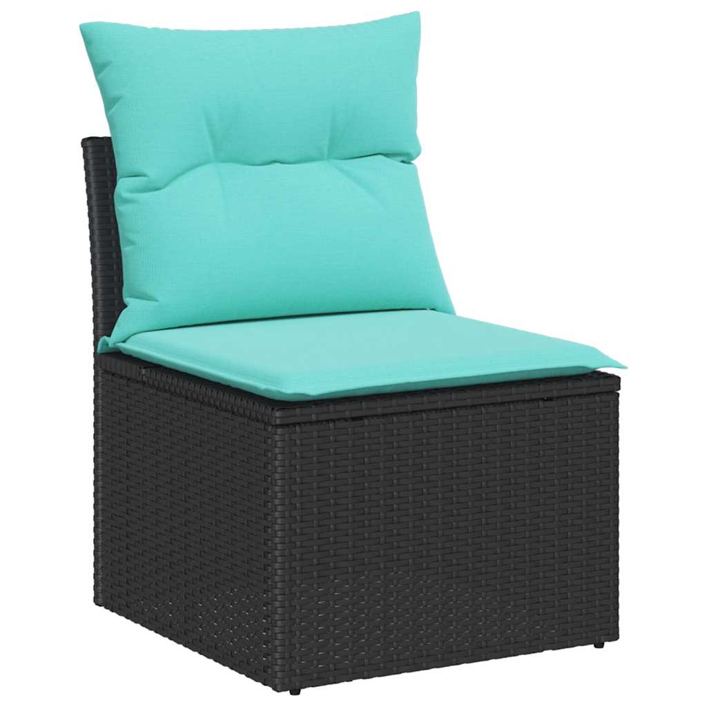 Garten-Sofa-Set mit Kissen mit Kissen 7 pcs Schwarz und Türkis