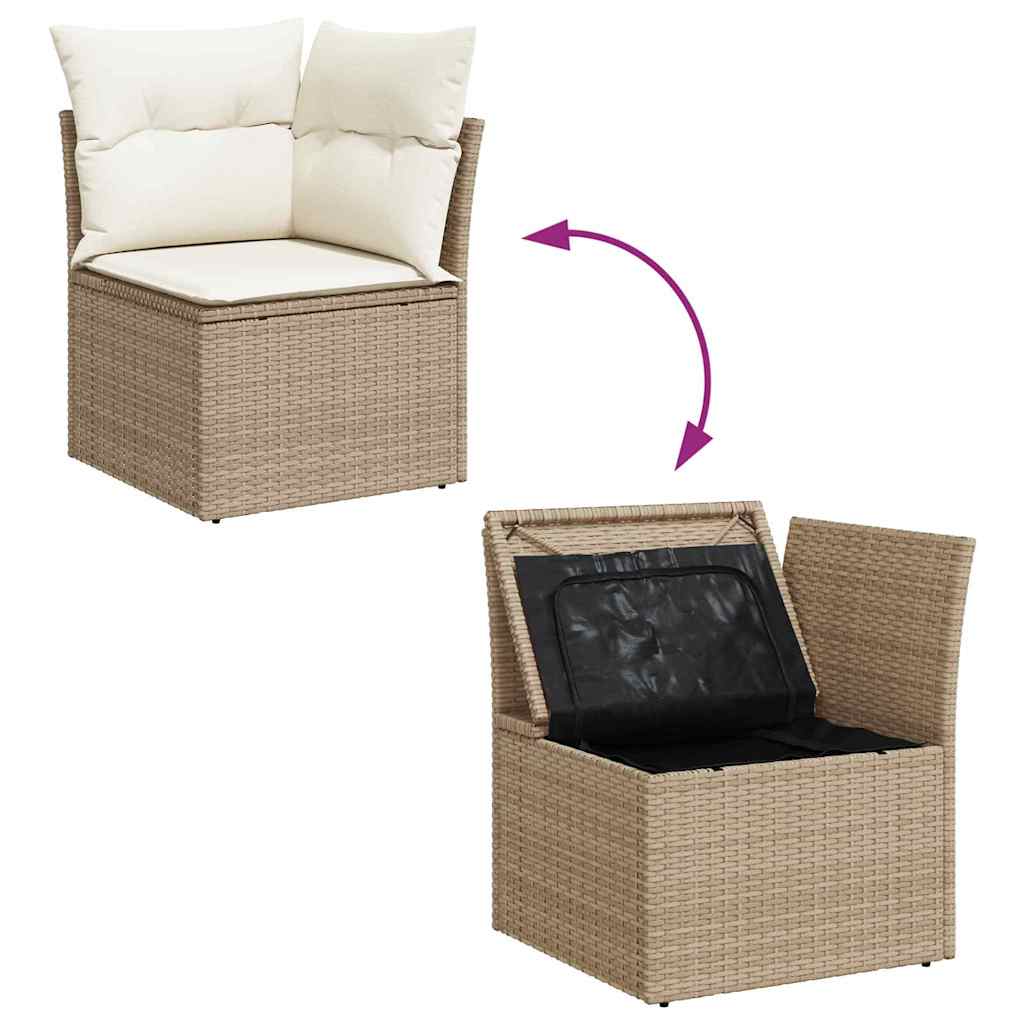 Gartensofa-set mit Kissen 7 pcs Beige und Creme 55 x 55 x 37 cm