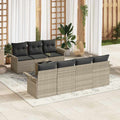 Gartensofa-set 8 pcs Hellgrau und Dunkelgrau Poly-Rattan