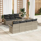 Gartensofa-set 8 pcs Hellgrau und Dunkelgrau Poly-Rattan