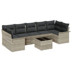 Gartensofa-set 8 pcs Hellgrau und Dunkelgrau Poly-Rattan