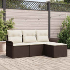 Garten-Sofa-Set mit Kissen mit Speicher 4 pcs Braun Poly Rattan