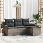 Garten-Sofa-Set mit Kissen mit Speicher 4 pcs Grau Poly Rattan