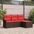 Gartensofa-set mit Kissen mit Speicher 4 pcs Braun Poly-Rattan