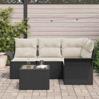 Gartensofa-set mit Speicher 5 pcs Schwarz Poly-Rattan