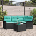 Gartensofa-set mit Speicher 5 pcs Schwarz Poly-Rattan
