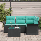 Gartensofa-set mit Speicher 5 pcs Schwarz Poly-Rattan