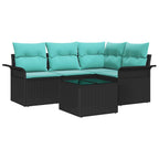 Gartensofa-set mit Speicher 5 pcs Schwarz Poly-Rattan
