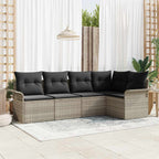 Gartensofa-set mit Speicher 5 pcs Hellgrau Poly-Rattan