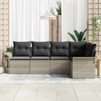 Gartensofa-set mit Speicher 5 pcs Hellgrau Poly-Rattan