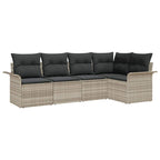 Gartensofa-set mit Speicher 5 pcs Hellgrau Poly-Rattan