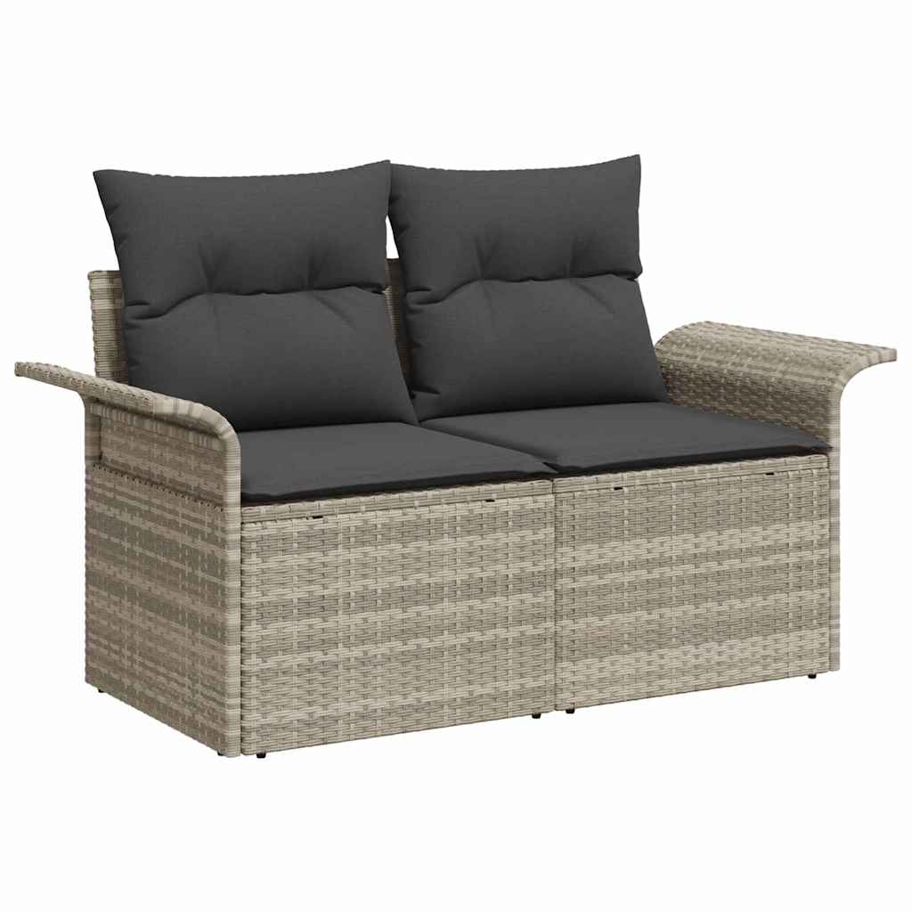 Gartensofa-set mit Speicher 5 pcs Hellgrau Poly-Rattan