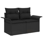 Garten-Sofa-Set mit Kissen 7 pcs Schwarz Poly Rattan