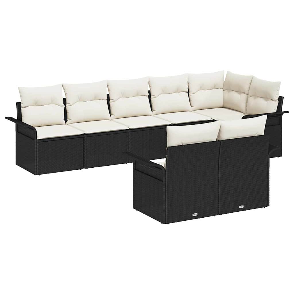 Gartensofa-set mit Speicher 8 pcs Schwarz Poly-Rattan