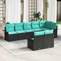 Gartensofa-set mit Speicher 8 pcs Schwarz Poly-Rattan