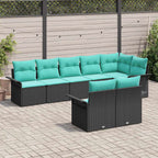 Gartensofa-set mit Speicher 8 pcs Schwarz Poly-Rattan