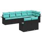 Gartensofa-set mit Speicher 8 pcs Schwarz Poly-Rattan