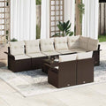 Gartensofa-set mit Speicher 9 pcs Braun Poly-Rattan