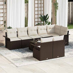 Gartensofa-set mit Speicher 9 pcs Braun Poly-Rattan