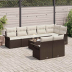 Gartensofa-set mit Speicher 9 pcs Braun Poly-Rattan