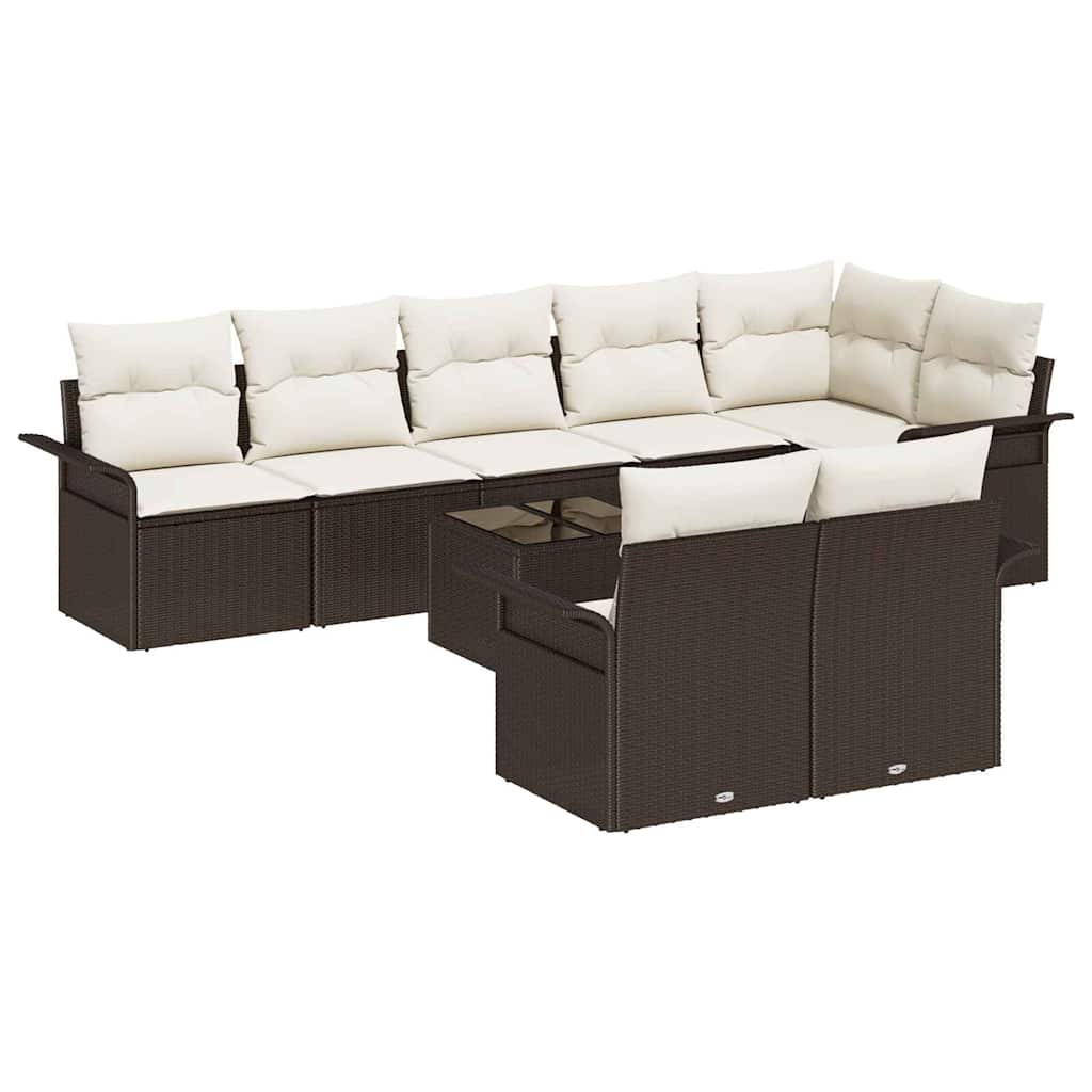 Gartensofa-set mit Speicher 9 pcs Braun Poly-Rattan