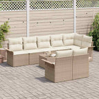 Gartensofa-set mit Speicher 9 pcs Beige Poly-Rattan