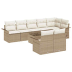 Gartensofa-set mit Speicher 9 pcs Beige Poly-Rattan