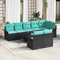 Gartensofa-set mit Speicher 9 pcs Schwarz Poly-Rattan