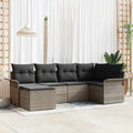 Gartensofa-set mit Speicher 6 pcs Grau Poly-Rattan