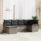 Gartensofa-set mit Speicher 6 pcs Grau Poly-Rattan