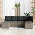 Gartensofa-set mit Speicher 6 pcs Grau Poly-Rattan