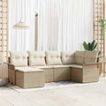 Gartensofa-set mit Speicher 6 pcs Beige Poly-Rattan