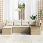Gartensofa-set mit Speicher 6 pcs Beige Poly-Rattan