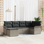 Gartensofa-set mit Speicher 6 pcs Hellgrau Poly-Rattan